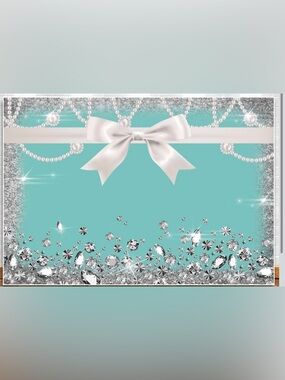 7x5ft Teal Backdrop with Diamonds and Bow